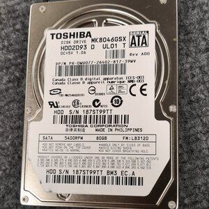 TOSHIBA 80GB 2.5" SATA HARD DRIVE MK8046GSX HDD2D93